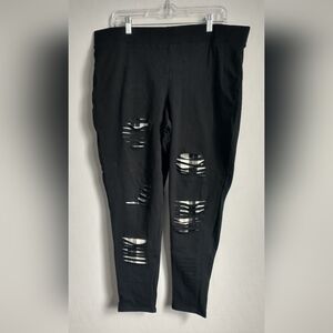 Torrid Black Distressed Ripped Knee Cotton Blend Leggings Size 3
